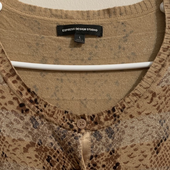 Express Cardigan Brown and Tan Patterned Cardigan - Picture 2 of 10